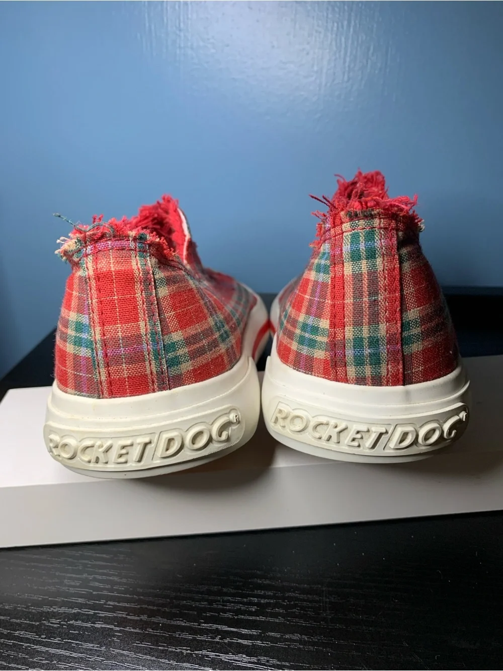 Rocket Dog Red Plaid Slip-On Sneakers